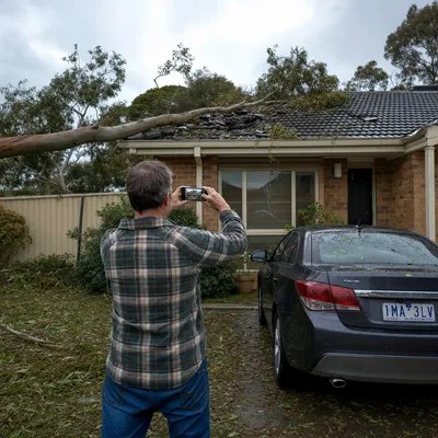 Documenting storm damage for an insurance claim in Ferntree Gully